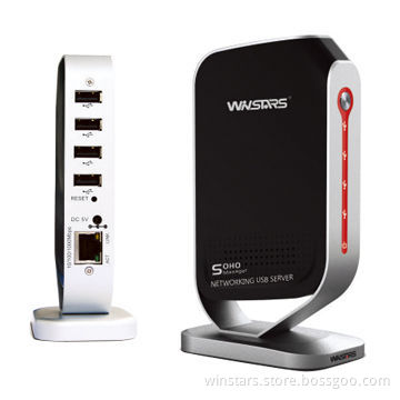 100Mbps 4 USB Network Hub, Supports LPR, DHCP and UPnP ProtocolsNew